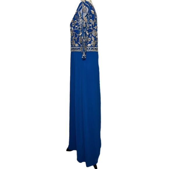 Maner - Royal Blue Embroidered Evening Gown - Size Large - NWT - Picture 4 of 12